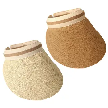 Лятна модна плажна шапка Cool Empty Top Straw Foldable For Womens Wide Brim Sunhat Outdoor UV Protective Sun Visor Hat