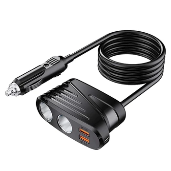 Quick Charge 3.0 зарядно за кола 120W 2-начин сплитер захранващ адаптер гнездо разширение с двоен USB за Dashcam, телефон
