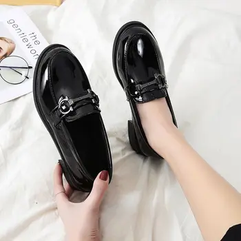 Дамски летни обувки за жени 2023 Мокасини с черни квадратни пръсти с ток Удобни и елегантни истински марки стилни Y2k