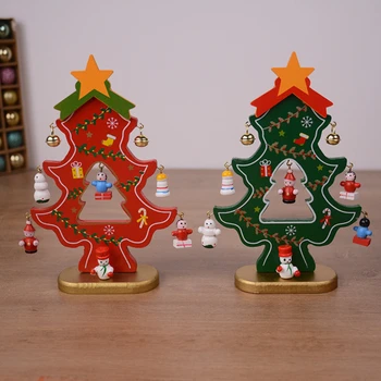 Коледно дърво декорации творчески с кухи навън 3D лек дървен материал за настолни настолни камини Коледа деца украшение