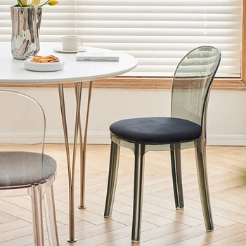 Интериорен пластмасов стол за хранене Декоративни акценти Кухненски акрилни стол за хранене Релаксиращ прозрачен Sillas Para Comedor мебели