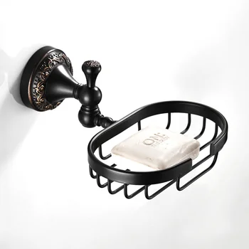 Реколта стил твърд месинг стена монтирани баня душ сапун ястие притежателя сапун кошница черен месинг сапун рафт тава за дома