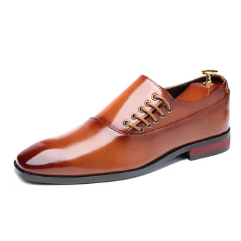 размер 37-48 Костюм Заострени пръсти Мъжки обувки Сватбена рокля Дерби обувки за мъже 2024 Парти офис обувки Мъже Официално жълто Черно Вино Червено
