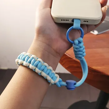 Кратко регулируемо плетен мобилен телефон ремък китка мобилен телефон въже мулти-верижни дебели ремък може да регулира дължината ръка