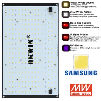 QW1200 Led Grow Light Board samsung LM301B QBS 120W 240W построен с 3000K 5000K 660nm IR UV пълен спектър DIY MW драйвер
