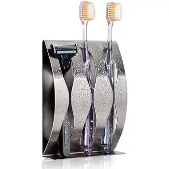 Държач за четка за зъби Стенен държач за самобръсначки Четка за зъби Дренажна стойка за съхранение Неръждаема стомана рафт аксесоари за баня