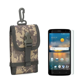 9H закалено стъкло екран протектор + Muti-функция военни тактически мобилен телефон торбичка чанта защита случай за ZTE острие искра Z971