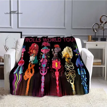 Trolls World Tour Дизайн одеяла за легла Начало Пътуване Възрастен фланела одеяло за диван легло хол диван дете запази топло