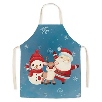 Сладък карикатура Коледа снежен човек Дядо Коледа модел бельо петно устойчиви ръкав престилка Почистване на дома Кухненски инструменти за готвене