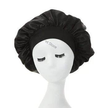 Жените нощен сън шапки за коса копринен капак сатен двоен слой регулиране на главата капак шапка за къдрава пружинираща коса стайлинг аксесоари