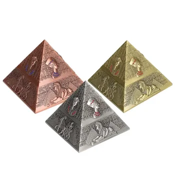 Подаръци Египетски-фараон-пирамидална форма Пепелник Декор Метални пепелници Орнаменти Бюро Всекидневна Офис Комплект за пушачи Стая Иновативна