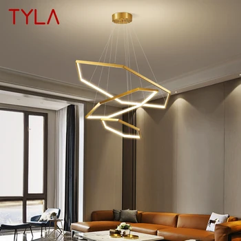 TYLA Съвременна месингова висяща лампа LED 3 цвята пръстен висяща светлина творчески дизайн декор за домашна трапезария