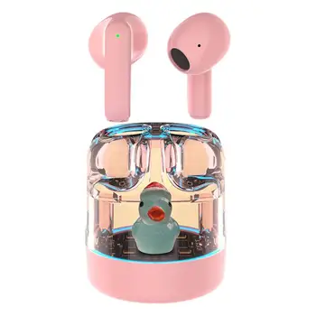 Нови слушалки за фитнес слушалки шумопотискащи мини безжични слушалки за лаптоп със сладък дизайн на патица Слушалки за намаляване на шума