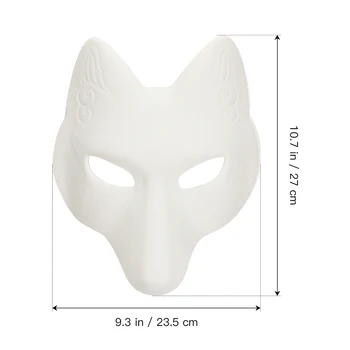2Pcs Хелоуин парти маска Бяла PU лисица маска за лице Венециански маски за очи Облечи DIY празни небоядисани маски