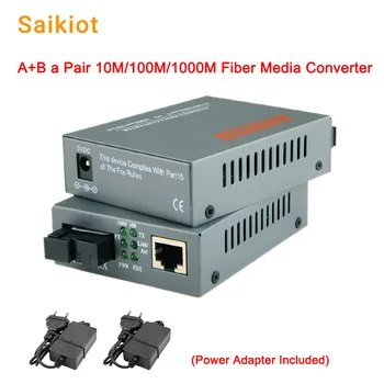 Saikiot SFP Fiber Media Converter 10/100/1000M 3/25/120KM Gigabit RJ45 Ethernet Switch Оптичен медиен конвертор