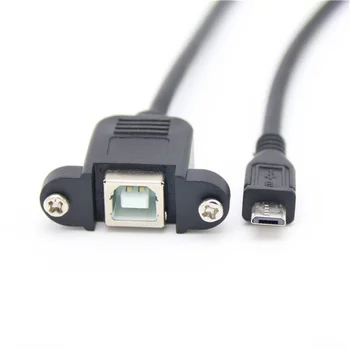 Черно всички медни USB към принтер кабел за данни, квадратен порт печат кабел, F главата на MicroUSB с уши