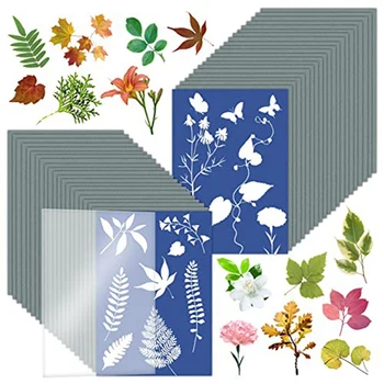 60 листа цианотипна хартия A5 Sunprint Art Kit Високочувствителна слънчева хартия Nature Sun Printing Kit Light Green