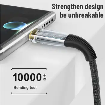  прозрачен дизайн кабел USB C към USB тип C кабел бързо зареждане бързо зареждане 60W USBC зарядно кабел за MacBook IPad Samsung