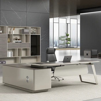 Лек луксозен офис шеф бюро голям клас бюро прост дизайнер компютър височина модерен площад офис бюро мебели бизнес
