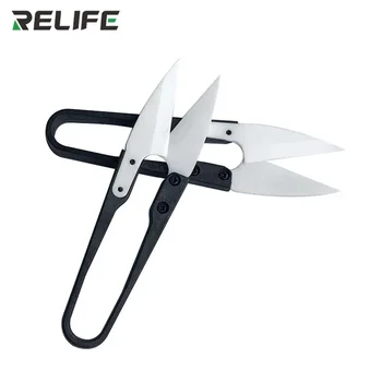 RELIFE RL-102 Изолирани керамични U-образни ножици за ремонт на мобилни телефони Рязане на кабели за батерии Антистатични ножици Ръчен инструмент
