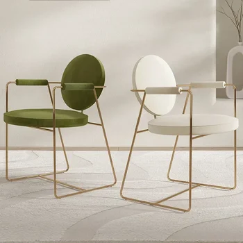 Лек луксозен стол за хранене от неръждаема стомана Домашен стол за грим Модерен минималистичен стол за трапезария/хол облегалка