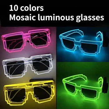 Мозаечни светещи очила LED очила светят в тъмното парти консумативи Осветление Светещи слънчеви очила Prop парти аксесоари Неонови очила