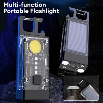 Мини многофункционален преносим LED COB фенерче щипка ключодържател USB акумулаторни работни светлини открит риболов къмпинг фенер