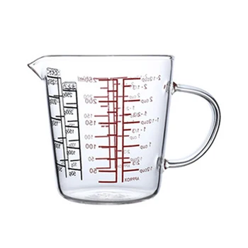 250Ml Стъклена мерителна чаша Кана за мляко Топлоустойчива стъклена чаша Мярка Кана Сметана Скала Чаша Чай Кафе Микровълнова Сейф