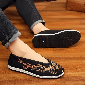 Китайски кунгфу обувки Черни китайски традиционни кунг-фу обувки Ушу Тай Чи Стари пекински обувки Уин Чун маратонки за бойни изкуства