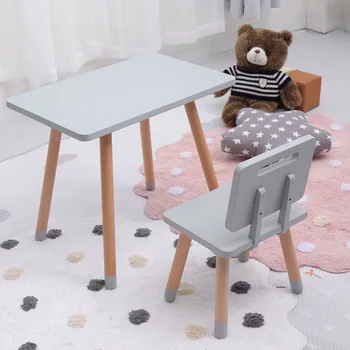 Nordic детска стая дърво Квадратна маса и стол мебели комплект за продажба