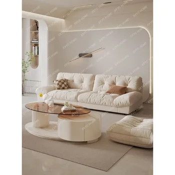 Cloud диван крем стил светлина луксозен R хол прост модерен прав етаж плат диван