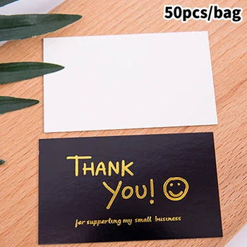 50pcs черен Благодаря ви, че подкрепяте моята малка визитка Благодаря Поздравителна картичка Поскъпване Cardstock за продавачите подарък