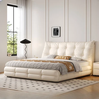 Cute Luxury Aesthetic Double Bed Modern Unique Queen White Queen Double Bed Естествена кожа Camas Брачни мебели за спалня