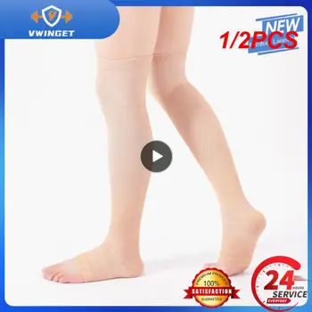 1 / 2PCS крак компресия ръкав мъже младежки баскетбол спорт без крака теле компресия чорапи коляното скоба подкрепа помага артрит