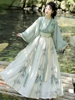 Ханфу рокля жени древен китайски ханфу женски Хелоуин косплей костюм лятна рокля ханфу зелено 3бр комплекти за жени