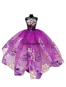 30см лилава флорална дантела 1/6 кукла дрехи за Барби рокля за Барби тоалети принцеса сватбена рокля 11.5