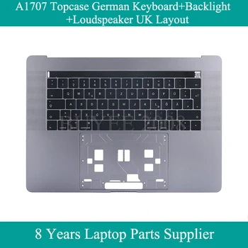 A1707 Немска клавиатура Topcase оригинален за Macbook Pro събрание GE US ES Подсветка на клавиатурата Top Case Palm Rest Keyboard Touchbar