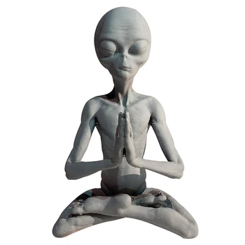 4X Магьосничество Медитация Извънземна статуя Мини смола орнамент Извънземна градина Домашен офис двор Арт декор за закрито на открито