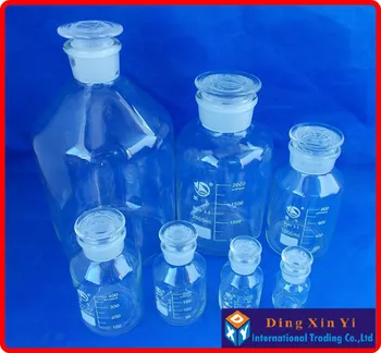 DXY Стъклена бутилка с реактив с шлифована стъклена запушалка, бутилка с реагент с широка уста, прозрачна стъклена бутилка 60ml ~ 1000ml