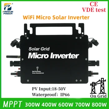 MPPT слънчева 300W 400W 600W 800W микро инвертор IP66 водоустойчив 18-50v до 110v / 230v 50 / 60Hz WiFi Connet фотоволтаичен инвертор
