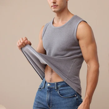Мъже Термо бельо върхове без ръкави топло бельо зимни потник база слой долна риза твърди дебели еластичност дъното износване