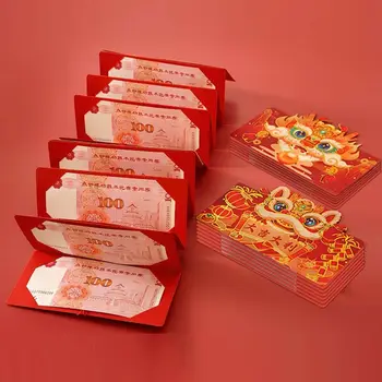Сгъваеми червени пликове 2024 Китайска Нова година Червен джобен пролетен фестивал Хонгбао червен плик чанта традиционен празник