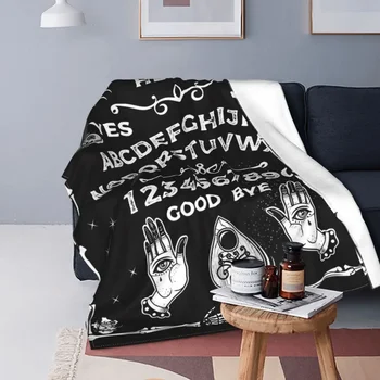 Ouija Board Одеяла за окултизъм Фланела Зимен мистичен череп Ръката на Фатима Хелоуин хвърлят одеяла за офис легла хвърля