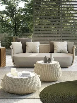 Открит диван комбинацияNordic вила ратан стол модел стая, слънчева стая, хотел, открит двор, тераса, ратан мебели