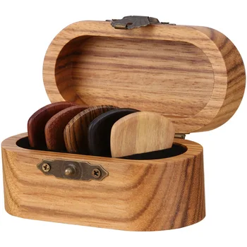 Китарни кирки с органайзер за кутии за съхранение Дървени кирки Бас Укулеле Аксесоари за музикални инструменти Подаръци (случаен цвят)