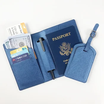 Персонализирано име Паспорт Cover Багаж Tag Set Мода PU кожа билет притежателя на паспорта Персонализиране на писма Чанта за пътуване