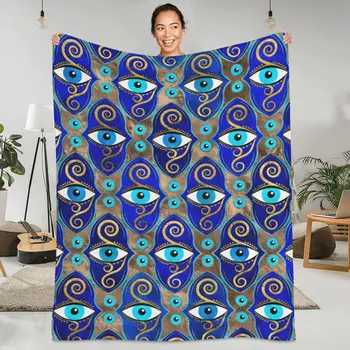 Evil Eye Charm Flannel Blanket Abstract Print Soft Durable Throw Blanket for Outdoor Camping Colorful Bedspread Sofa Bed Cover