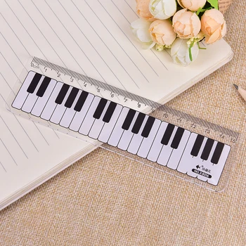 1Pcs сладък музикални ноти пиано клавиатура пластмасови прави владетели маркер училище студент рисуване скица канцеларски подарък