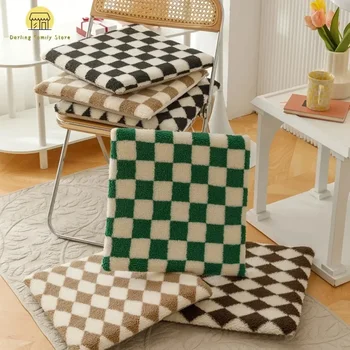 Nordic Checkerboard Diamo Polar Fleece възглавница 40 * 40 см топло удобни стол седалка възглавници спалня етаж татами мат за зимата