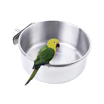 Домашни птици висящи клетка купа ястие чаша против оборот неръждаема стомана хранене храна хранене хранилка за папагал Lovebird чинки